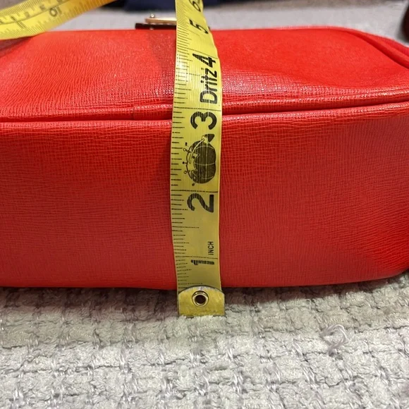 DOONEY & BOURKE CAMERA PEBBLED GRAIN ITALIAN LEATHER CROSSBODY Red/Orange - Picture 16 of 16